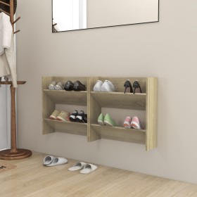 Zapateros de pared 2 uds contrachapada roble Sonoma 60x18x60 cm de , Zapateros y organizadores de calzado - Ref: Foro24-80672...