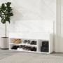 Banco zapatero de madera contrachapada blanco 105x30x45 cm de , Zapateros y organizadores de calzado - Ref: Foro24-808756, Pr...