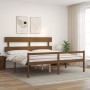 Cama personas mayores cabecero madera marrón miel 200x200 cm de vidaXL, Camas y somieres - Ref: Foro24-3195374, Precio: 181,9...