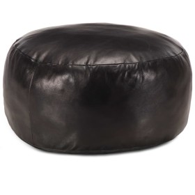 Comprar Puf negro 60x30 cm cuero auténtico de