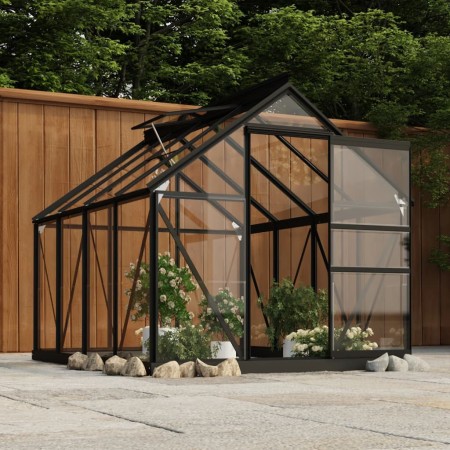 Invernadero de vidrio gris antracita aluminio 155x200,5x191 cm de , Invernaderos - Ref: Foro24-3082334, Precio: 541,22 €, Des...