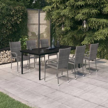 Juego de comedor para jardín 7 piezas gris y negro de , Conjuntos de jardín - Ref: Foro24-3099393, Precio: 495,07 €, Descuent...