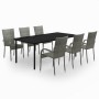 Juego de comedor para jardín 7 piezas gris y negro de , Conjuntos de jardín - Ref: Foro24-3099393, Precio: 495,07 €, Descuent...