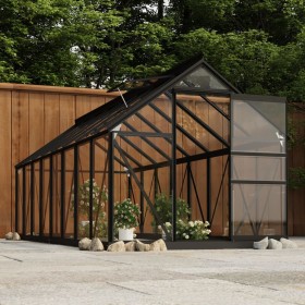 Invernadero de vidrio gris antracita aluminio 155x395,5x191cm de , Invernaderos - Ref: Foro24-3082336, Precio: 898,63 €, Desc...