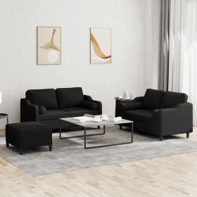 Juego de sofás con cojines 3 piezas tela negro de , Sofás - Ref: Foro24-3201830, Precio: 505,40 €, Descuento: %