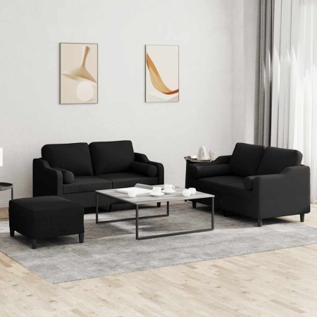 Juego de sofás con cojines 3 piezas tela negro de , Sofás - Ref: Foro24-3201830, Precio: 505,40 €, Descuento: %