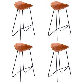 Taburetes de cocina 4 unidades cuero auténtico marrón en Taburetes de cocina | Comprar online en Foru.es