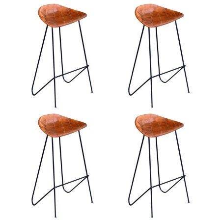 Taburetes de cocina 4 unidades cuero auténtico marrón en Taburetes de cocina | Comprar online en Foru.es