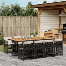 Set de comedor de jardín 9 pzas y cojines ratán sintético negro de , Conjuntos de jardín - Ref: Foro24-3210927, Precio: 651,7...