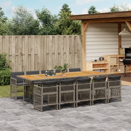 Set de comedor de jardín 11 pzas y cojines ratán sintético gris | Foro24.es | Tu tienda online para hogar, jardín y más Foro24.es
