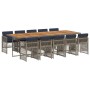 Set de comedor de jardín 11 pzas y cojines ratán sintético gris | Foro24.es | Tu tienda online para hogar, jardín y más Foro24.es