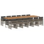 Set comedor de jardín con cojines 13 pzas ratán sintético gris | Foro24.es | Tu tienda online para hogar, jardín y más Foro24.es