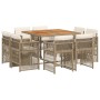 Set comedor de jardín 9 pzas con cojines ratán sintético beige de , Conjuntos de jardín - Ref: Foro24-3211024, Precio: 468,10...