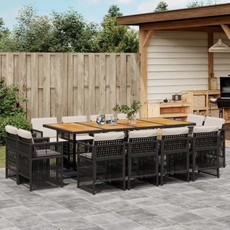Set comedor de jardín con cojines 13 pzas ratán sintético negro de , Conjuntos de jardín - Ref: Foro24-3211047, Precio: 896,3...