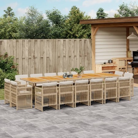 Set comedor de jardín 17 pzas con cojines ratán sintético beige de , Conjuntos de jardín - Ref: Foro24-3211072, Precio: 1,00 ...