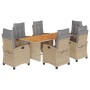 Set comedor de jardín 7 pzas con cojines ratán sintético beige de , Conjuntos de jardín - Ref: Foro24-3212716, Precio: 903,49...
