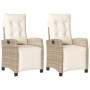 Sillones reclinables jardín con reposapiés 2 uds ratán PE beige de , Sillas de jardín - Ref: Foro24-365244, Precio: 247,93 €,...