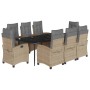 Set comedor de jardín 9 pzas con cojines ratán sintético beige de , Conjuntos de jardín - Ref: Foro24-3212831, Precio: 1,00 €...