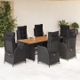 Set de comedor de jardín 7 pzas y cojines ratán sintético negro de , Conjuntos de jardín - Ref: Foro24-3213139, Precio: 830,7...
