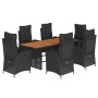 Set de comedor de jardín 7 pzas y cojines ratán sintético negro de , Conjuntos de jardín - Ref: Foro24-3213139, Precio: 830,7...