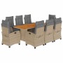 Set comedor de jardín 9 pzas con cojines ratán sintético beige de , Conjuntos de jardín - Ref: Foro24-3212943, Precio: 1,00 €...