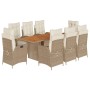 Set comedor de jardín 9 pzas con cojines ratán sintético beige de , Conjuntos de jardín - Ref: Foro24-3213373, Precio: 1,00 €...