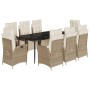 Set comedor de jardín 9 pzas con cojines ratán sintético beige de , Conjuntos de jardín - Ref: Foro24-3213440, Precio: 1,00 €...