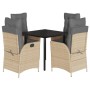 Set comedor de jardín 5 pzas con cojines ratán sintético beige de , Conjuntos de jardín - Ref: Foro24-3213456, Precio: 616,00...