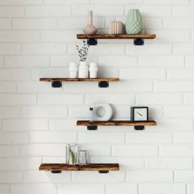 Estantes pared 4 uds madera ingeniería roble humo 40x10x1,5 cm de , Estanterías - Ref: Foro24-838195, Precio: 15,85 €, Descue...
