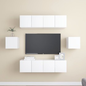 Set de muebles de salón TV 6 piezas madera de ingeniería blanco de , Muebles TV - Ref: Foro24-3078682, Precio: 191,56 €, Desc...