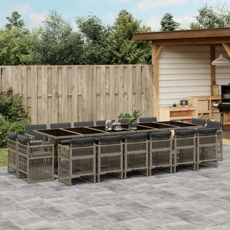 Set comedor de jardín 17 pzas y cojines ratán sintético gris de , Conjuntos de jardín - Ref: Foro24-3211064, Precio: 1,00 €, ...