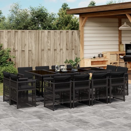 Set comedor de jardín con cojines 13 pzas ratán sintético negro de , Conjuntos de jardín - Ref: Foro24-3211039, Precio: 739,7...
