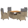 Set comedor de jardín 5 pzas con cojines ratán sintético beige de , Conjuntos de jardín - Ref: Foro24-3277426, Precio: 784,20...