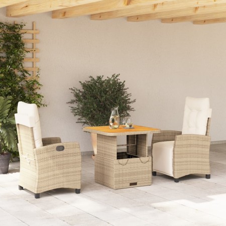 Set comedor de jardín 3 pzas con cojines ratán sintético beige de , Conjuntos de jardín - Ref: Foro24-3277411, Precio: 366,96...
