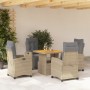 Set comedor de jardín 5 pzas con cojines ratán sintético beige de , Conjuntos de jardín - Ref: Foro24-3277424, Precio: 711,59...