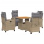 Set comedor de jardín 5 pzas con cojines ratán sintético beige de , Conjuntos de jardín - Ref: Foro24-3277424, Precio: 711,59...