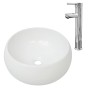 Lavabo de baño redondo con grifo mezclador cerámica blanco de , Lavabos - Ref: Foro24-275495, Precio: 97,80 €, Descuento: %