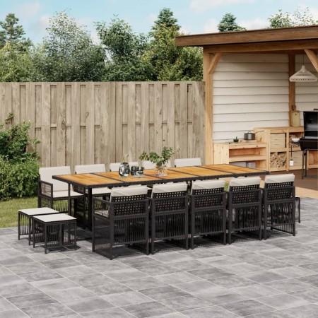 Set comedor de jardín con cojines 15 pzas ratán sintético negro de , Conjuntos de jardín - Ref: Foro24-3210999, Precio: 948,7...