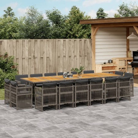 Set comedor de jardín 17 pzas y cojines ratán sintético gris | Foro24.es | Tu tienda online para hogar, jardín y más Foro24.es