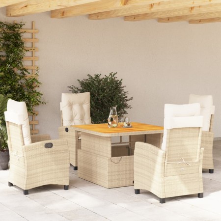 Set comedor de jardín 5 pzas con cojines ratán sintético beige de , Conjuntos de jardín - Ref: Foro24-3277413, Precio: 681,10...