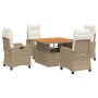 Set comedor de jardín 5 pzas con cojines ratán sintético beige de , Conjuntos de jardín - Ref: Foro24-3277413, Precio: 681,10...