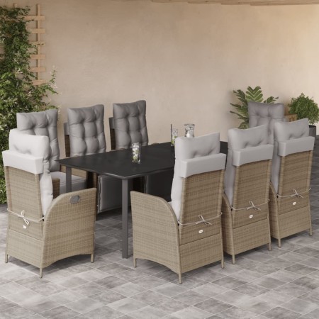 Set comedor de jardín 9 pzas con cojines ratán sintético beige de , Conjuntos de jardín - Ref: Foro24-3213461, Precio: 1,00 €...