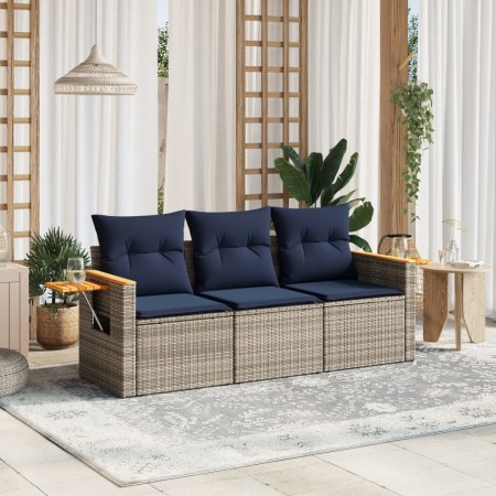 Set de sofá de jardín 3 pzas y cojines ratán sintético gris | Foro24.es | Tu tienda online para hogar, jardín y más Foro24.es