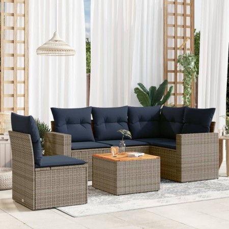 Set de sofás de jardín 6 pzas con cojines ratán sintético gris de , Conjuntos de jardín - Ref: Foro24-3256460, Precio: 441,96...