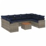 Set de sofás de jardín 10 pzas con cojines ratán sintético gris de , Conjuntos de jardín - Ref: Foro24-3256600, Precio: 737,0...