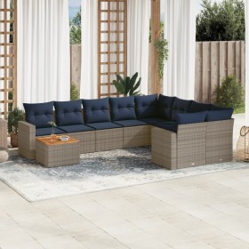 Set de sofás de jardín 10 pzas con cojines ratán sintético gris de , Conjuntos de jardín - Ref: Foro24-3256621, Precio: 737,0...