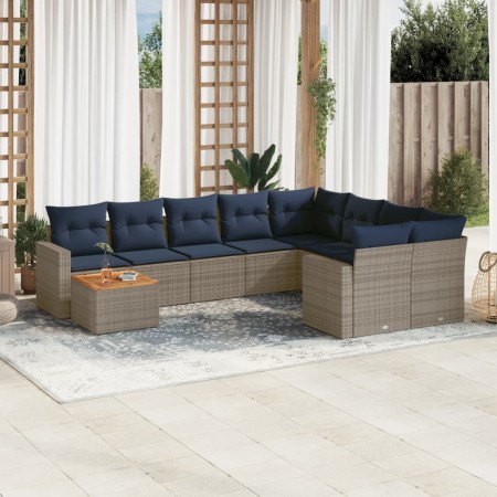 Set de sofás de jardín 10 pzas con cojines ratán sintético gris de , Conjuntos de jardín - Ref: Foro24-3256621, Precio: 737,0...