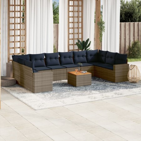 Set de sofás de jardín 11 pzas y cojines ratán sintético gris de , Conjuntos de jardín - Ref: Foro24-3256628, Precio: 794,30 ...