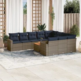 Set de sofás de jardín 11 pzas y cojines ratán sintético gris de , Conjuntos de jardín - Ref: Foro24-3256635, Precio: 794,30 ...
