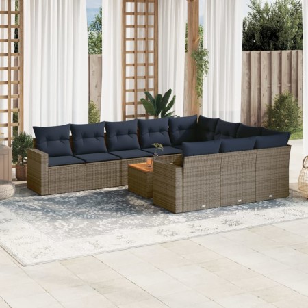 Set de sofás de jardín 11 pzas y cojines ratán sintético gris de , Conjuntos de jardín - Ref: Foro24-3256635, Precio: 794,30 ...